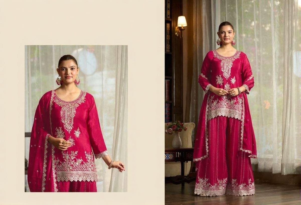 Yaari Couture Mirror Work Chinon Silk Designer Suit