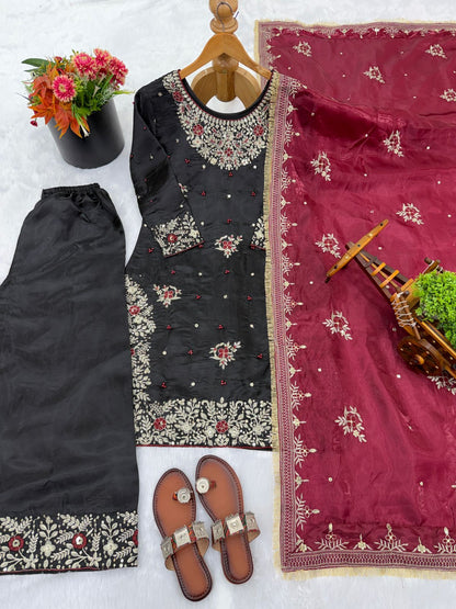 Star Glow  Heavy Sequence Work GMY Silk Designer Suit