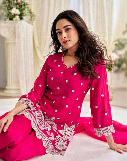 Kajal Exclusive Beads Work Chinon Silk Festive Sui