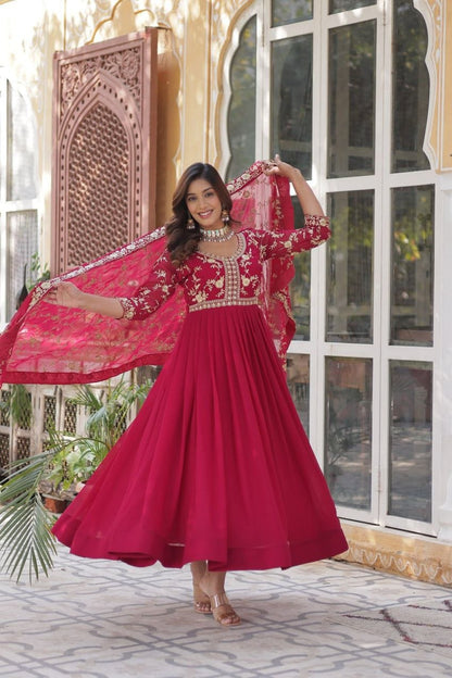 Imperial Faux Blooming Gown with Multi Sequins & Zari Embroidery
