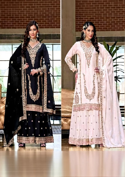 Kalki Couture Chinon Silk Heavy Embroidery Festive Suit