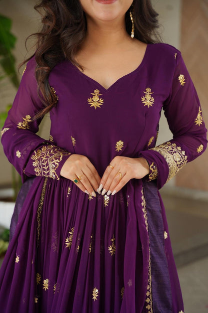 Anarkali Faux Blooming Gown with Rich Zari & Sequins Embroidery
