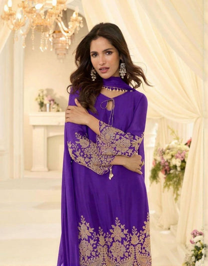 Beads Chinon Silk Designer Suit Set