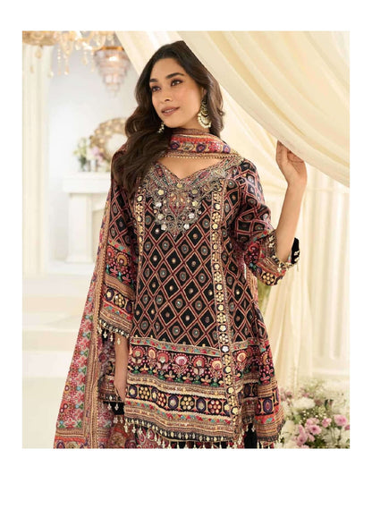 Fatima Aari Work Crepe Silk Festive Palazzo Suit