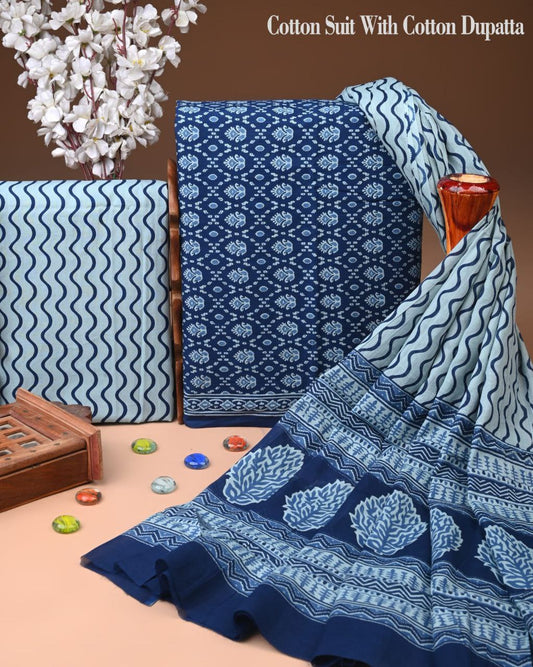 Bagru Heritage Cotton Suit Set with Cotton Dupatta