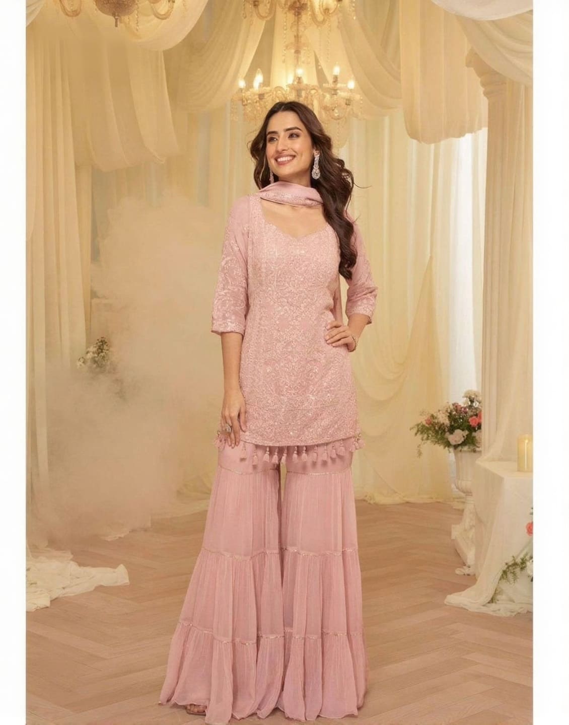 Asmita Chikankari Work Georgette Designer Sharara Suit
