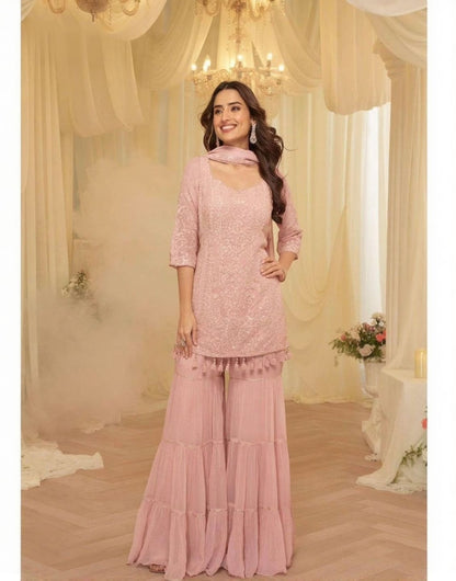 Asmita Chikankari Work Georgette Designer Sharara Suit