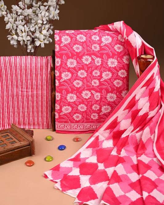 Bagru Heritage Cotton Suit Set with Cotton Dupatta
