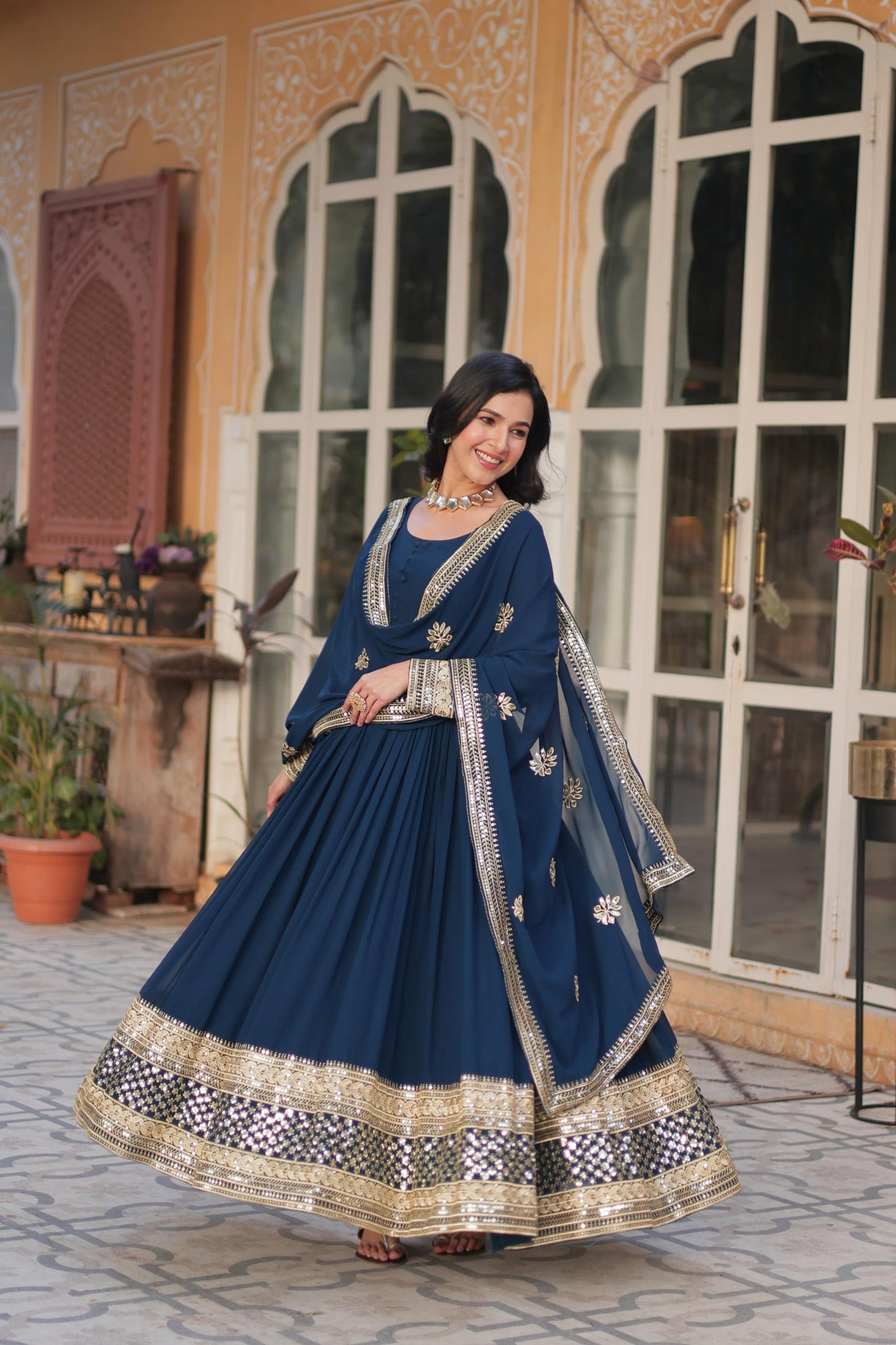 Regal Faux Blooming Rich Embroidery Gown