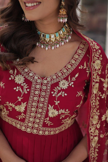 Imperial Faux Blooming Gown with Multi Sequins & Zari Embroidery