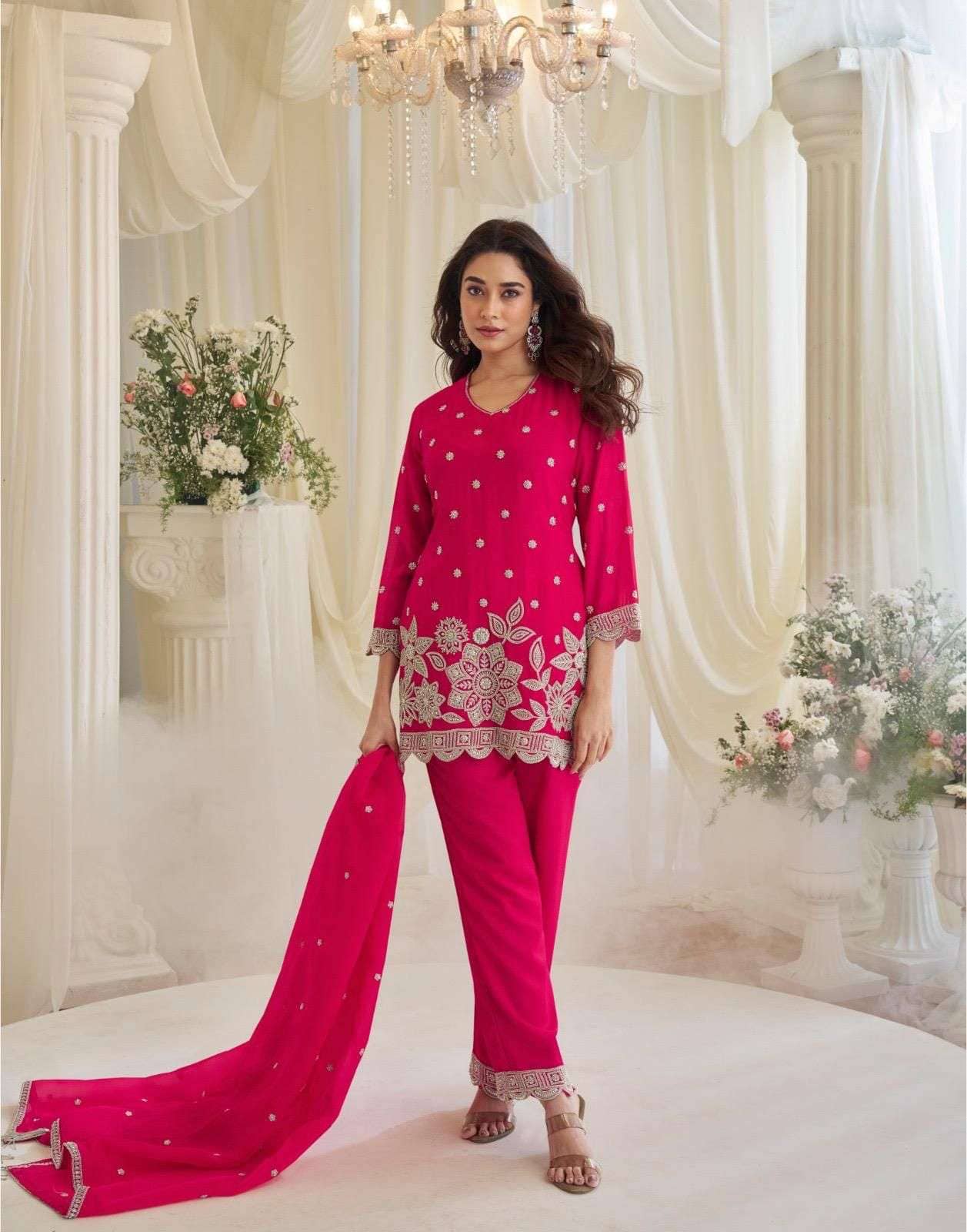 Kajal Exclusive Beads Work Chinon Silk Festive Sui