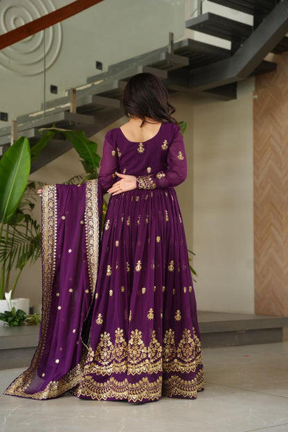 Anarkali Faux Blooming Gown with Rich Zari & Sequins Embroidery