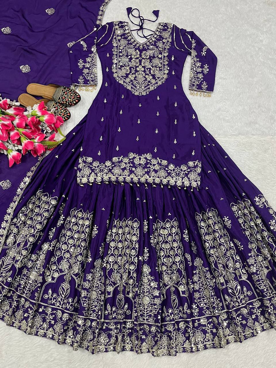 Luxe Zari  Chinon Silk Wedding Style Lehenga