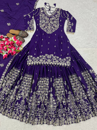 Luxe Zari  Chinon Silk Wedding Style Lehenga