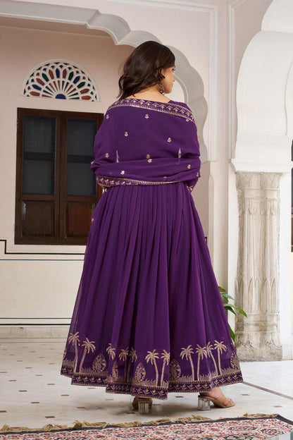 Signature Faux Georgette Gown with Heavy Hand-Feel Embroidery With Pant & Dupatta