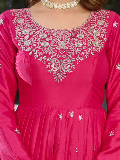 Royal Look American Silk Designer Gown with Pent & Dupatta