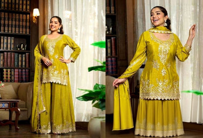 Yaari Couture Mirror Work Chinon Silk Designer Suit