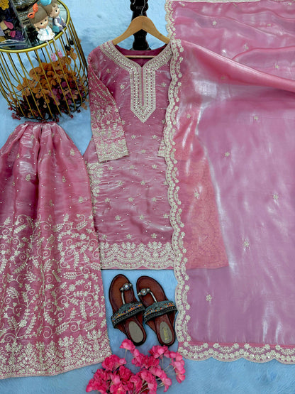 Majestic Glow Premium GMY Silk Party Wear Palazzo Suit
