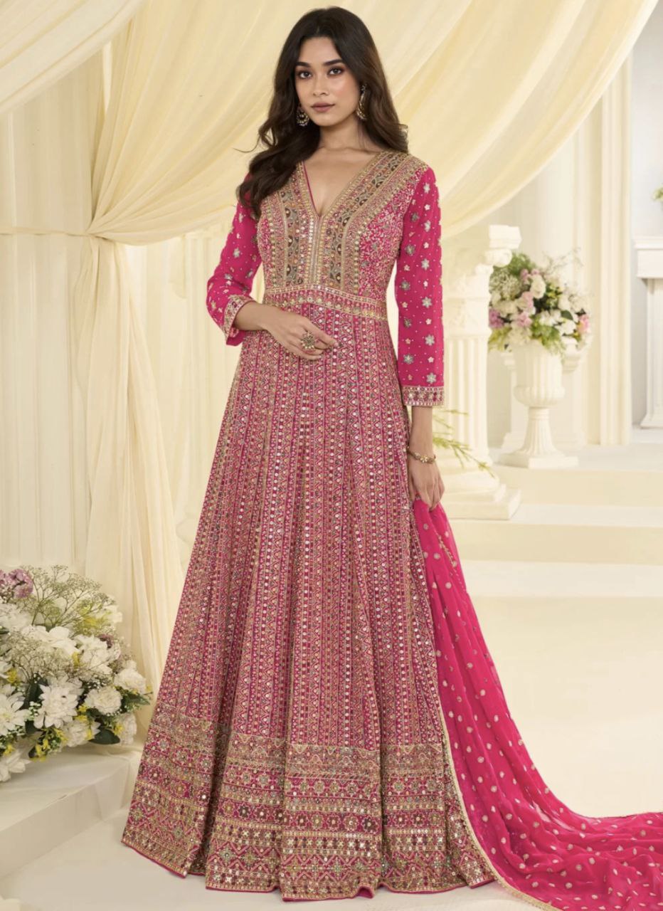 Royal Maharani Heavy Embroidered Real Georgette Designer Anarkali Dress