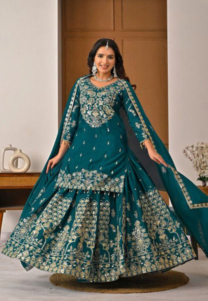 Luxe Zari  Chinon Silk Wedding Style Lehenga