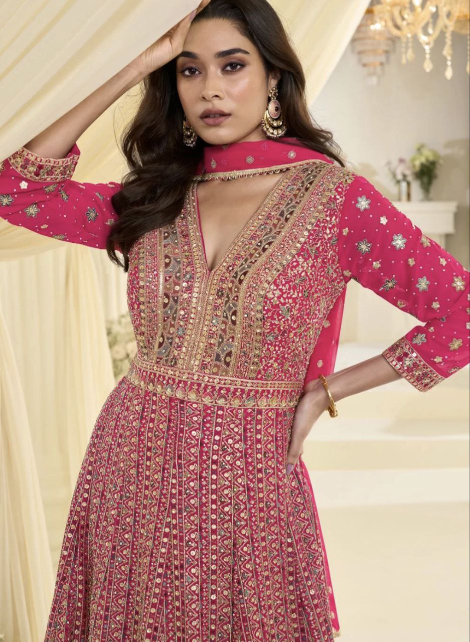 Royal Maharani Heavy Embroidered Real Georgette Designer Anarkali Dress