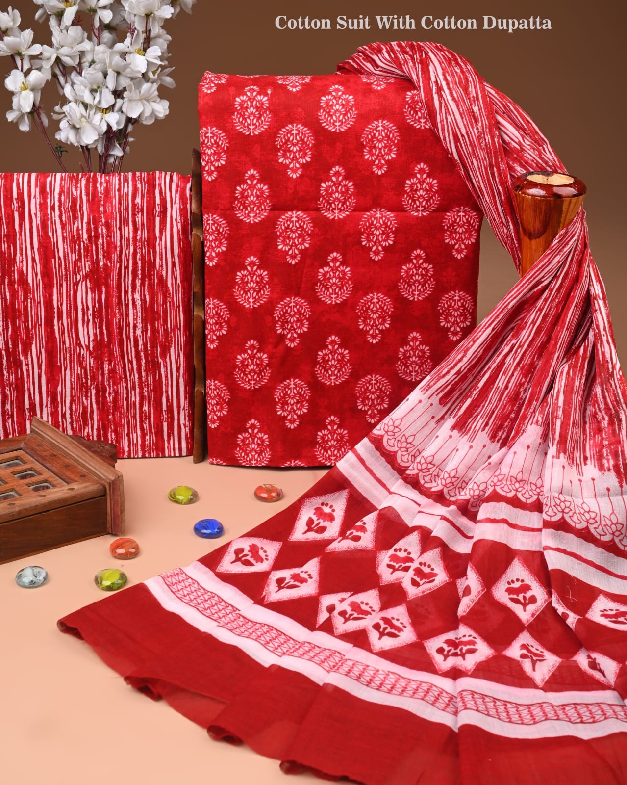 Bagru Heritage Cotton Suit Set with Cotton Dupatta