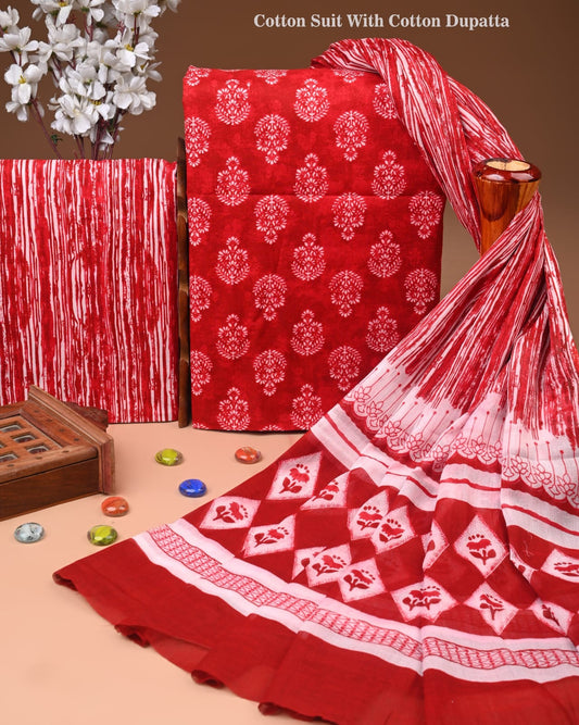 Bagru Heritage Cotton Suit Set with Cotton Dupatta