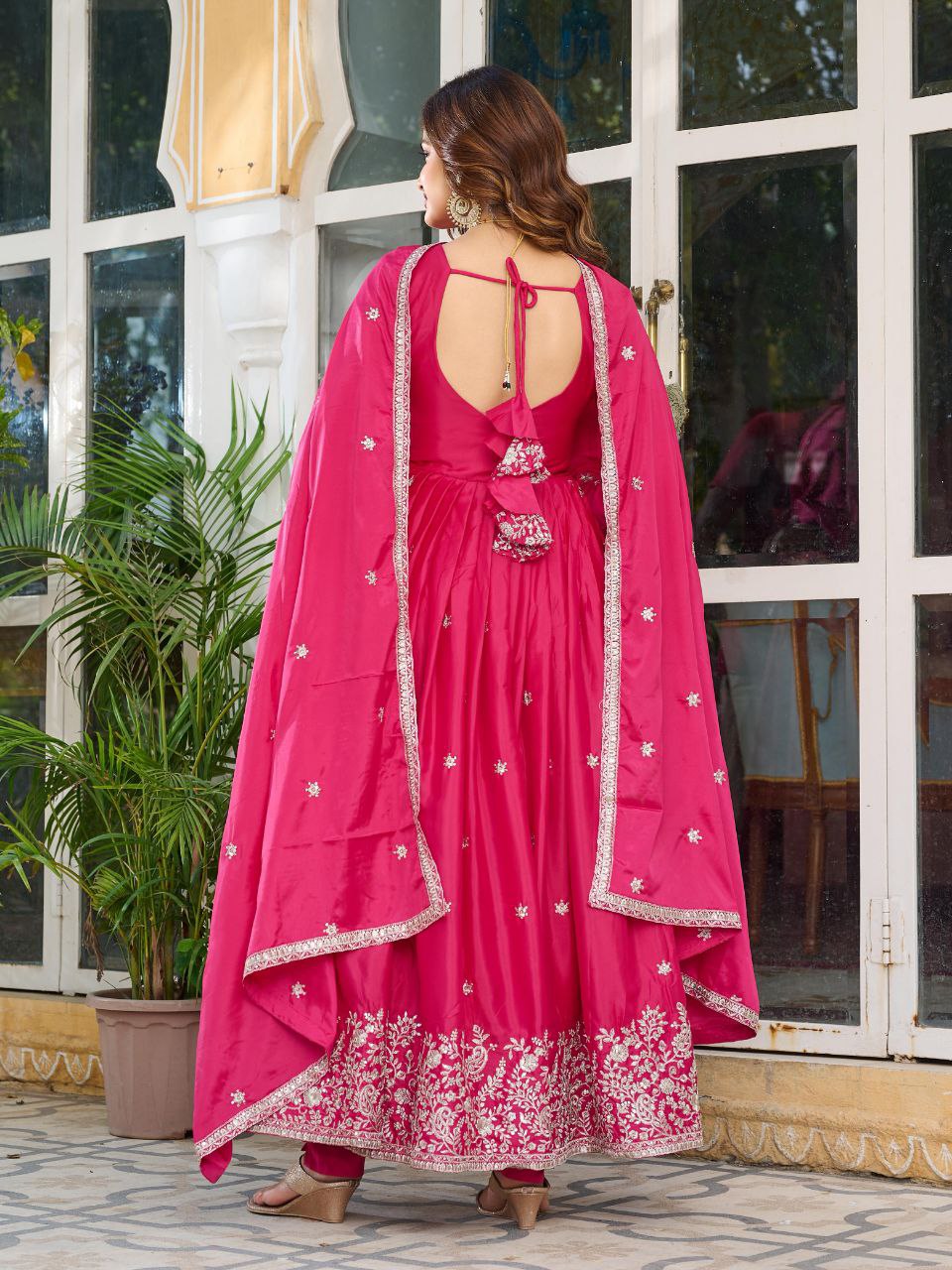 Royal Look American Silk Designer Gown with Pent & Dupatta