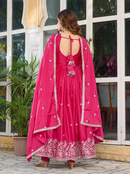 Royal Look American Silk Designer Gown with Pent & Dupatta