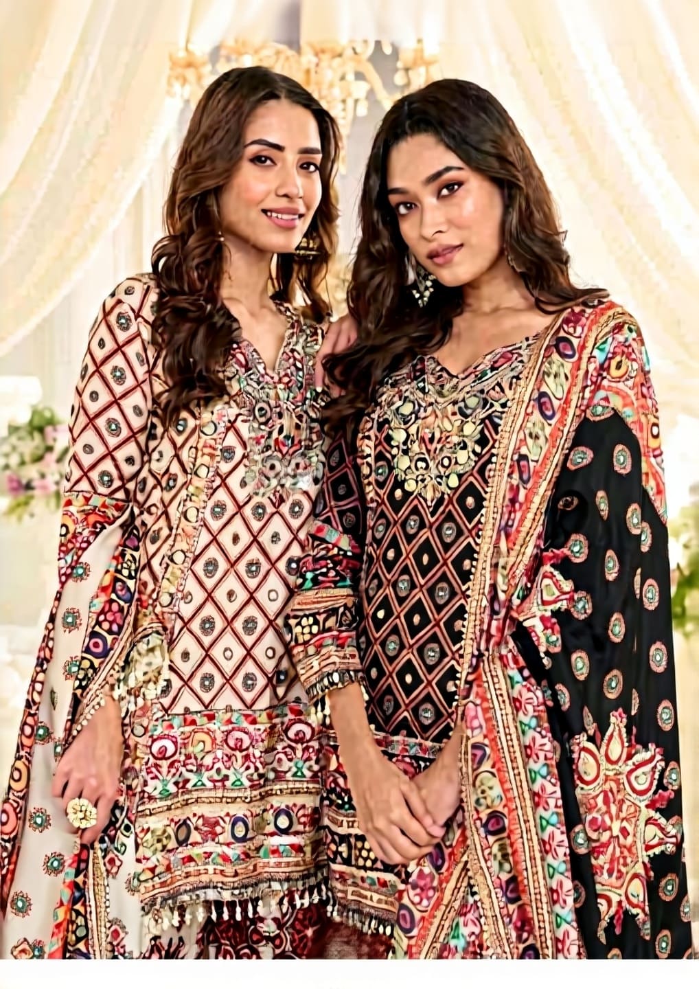 Fatima Aari Work Crepe Silk Festive Palazzo Suit