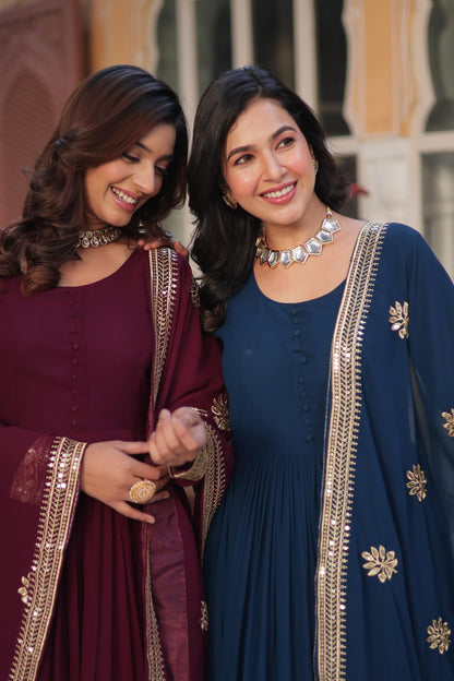 Regal Faux Blooming Rich Embroidery Gown