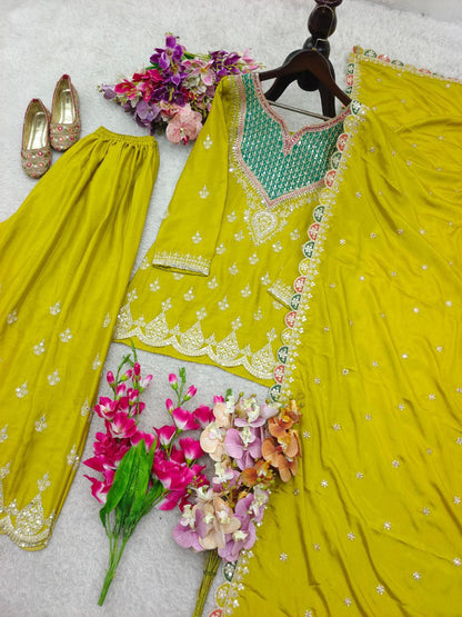 Regal Elegance Heavy Mirror Work Chinon Silk Ensemble