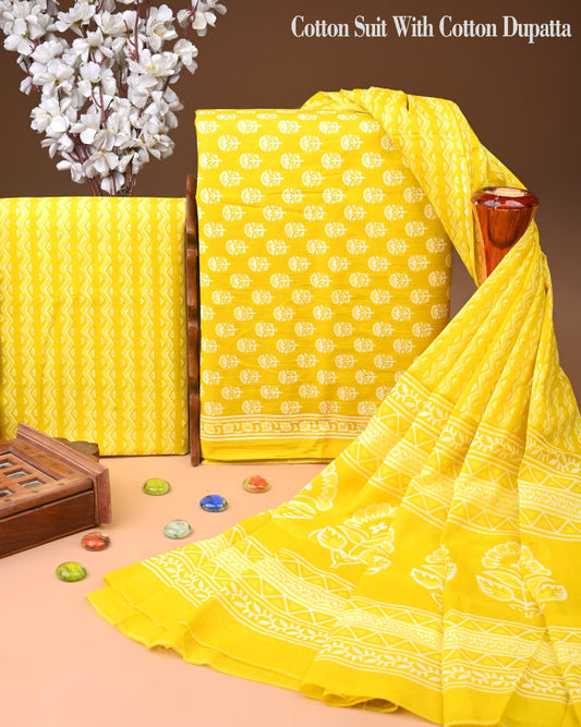 Bagru Heritage Cotton Suit Set with Cotton Dupatta