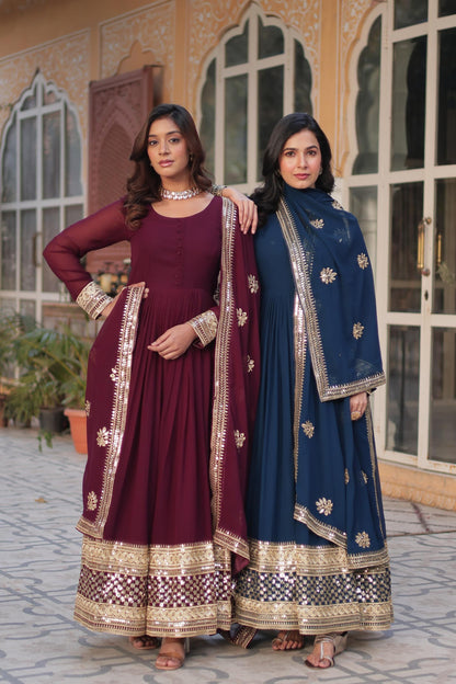 Regal Faux Blooming Rich Embroidery Gown