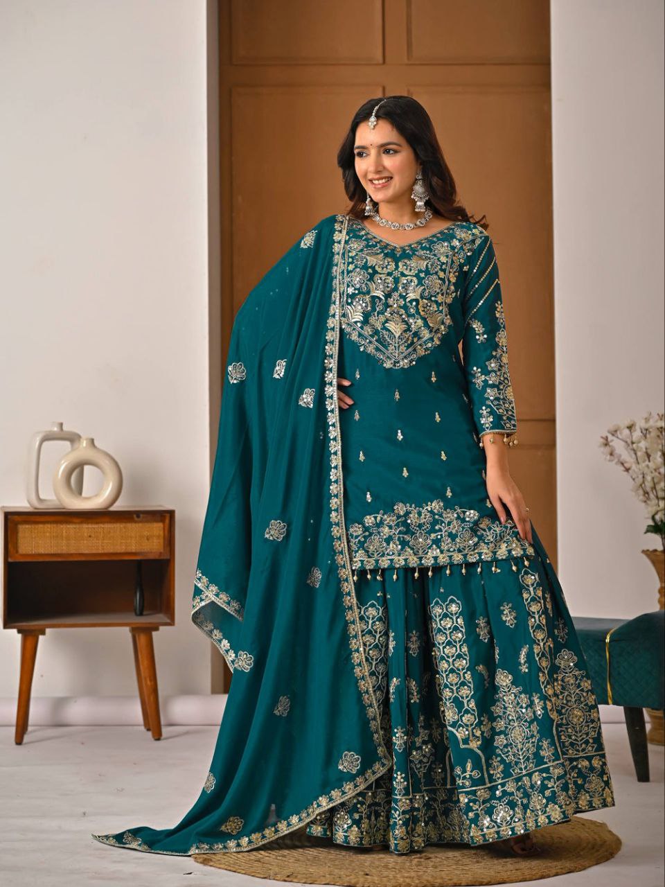 Luxe Zari  Chinon Silk Wedding Style Lehenga