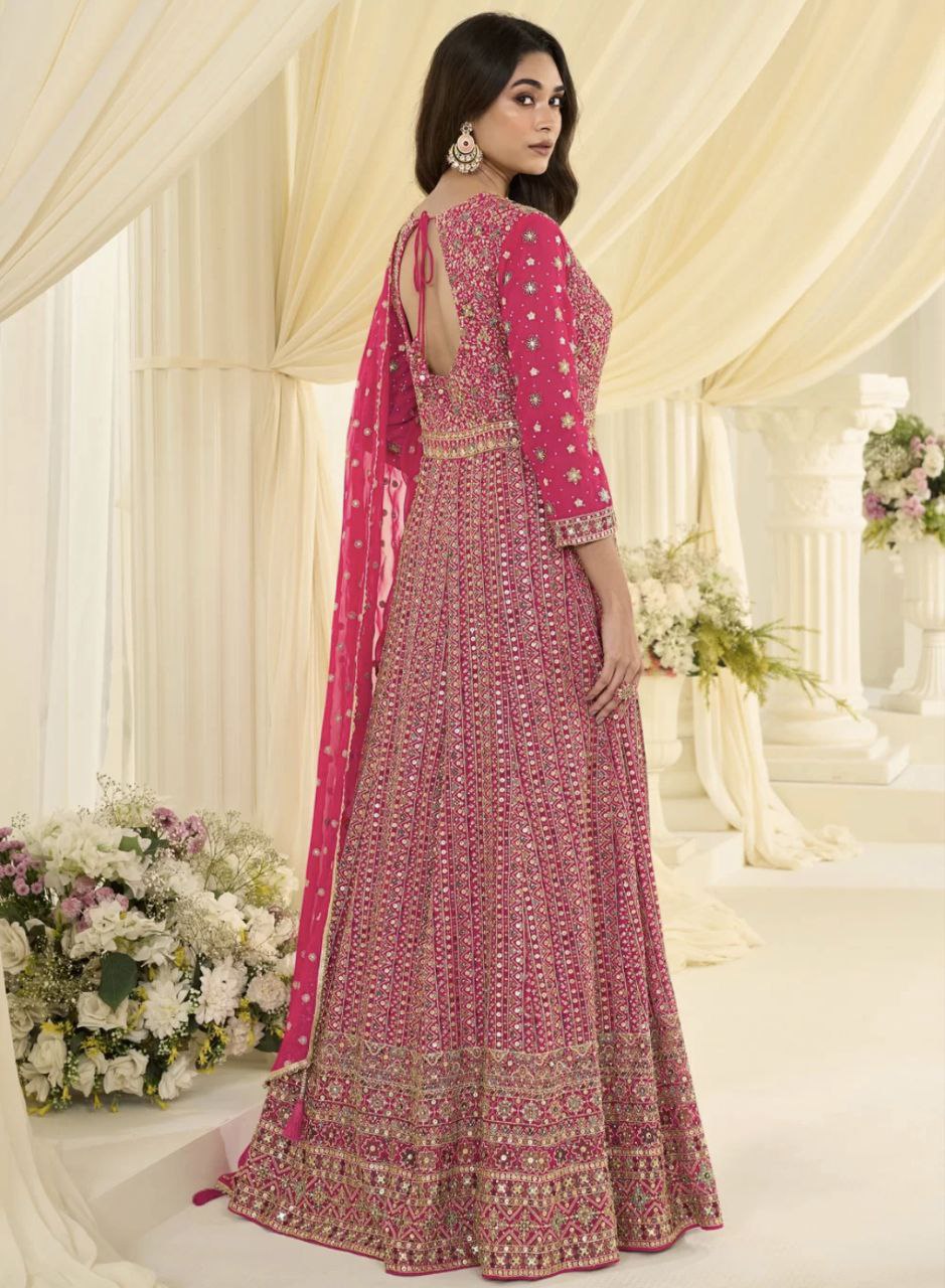 Royal Maharani Heavy Embroidered Real Georgette Designer Anarkali Dress
