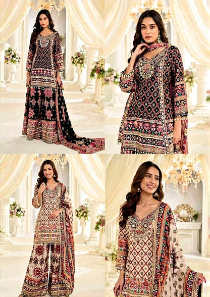 Fatima Aari Work Crepe Silk Festive Palazzo Suit