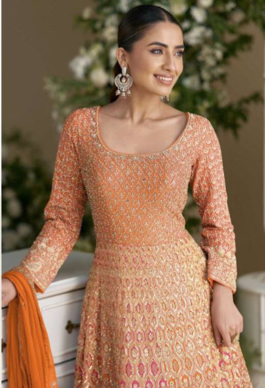 Rutba Luxury Line  Real Georgette Heavy Embroidered Designer Gown