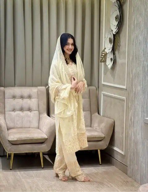 Radiant Diva Sequence Work Set In Faux Georgette