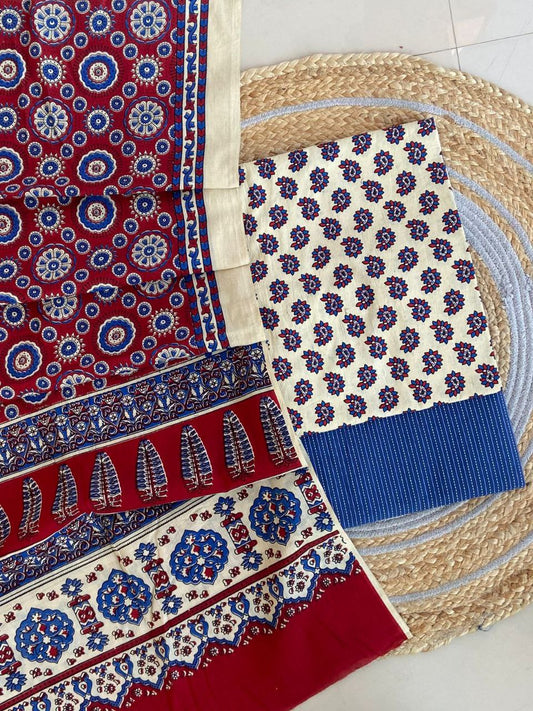 Ajrakh Cotton Suit Set With Cotton Dupatta – Premium Collection