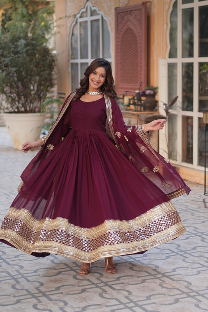 Regal Faux Blooming Rich Embroidery Gown