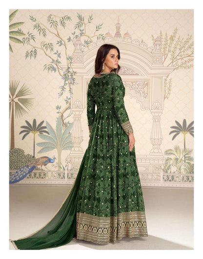 BANDHAN Regal Festive Collection – Embroidered Chinon Silk Gown Set