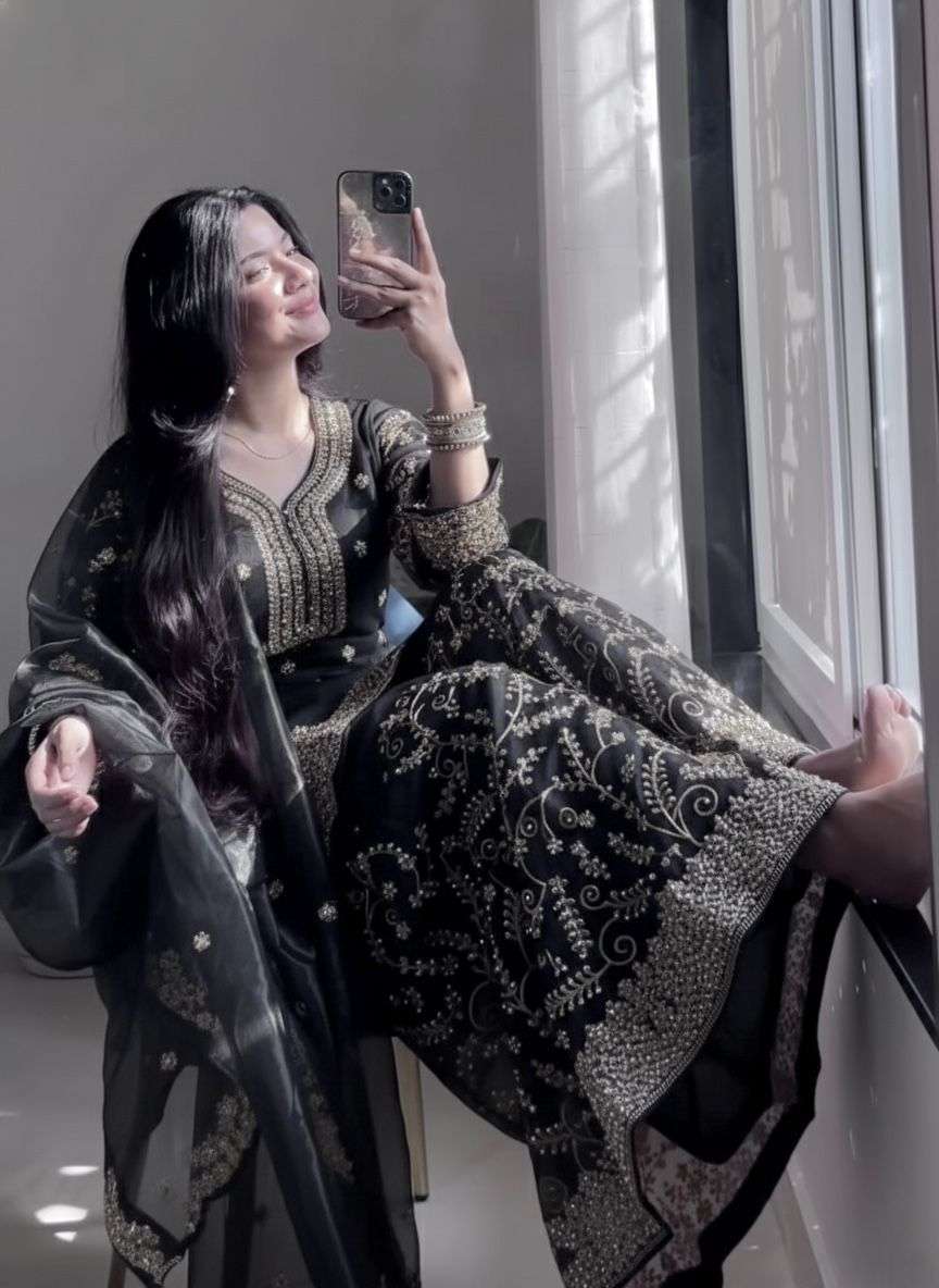 Majestic Glow Premium GMY Silk Party Wear Palazzo Suit