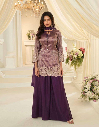 Royal Jacquard Beaded Chinon Silk Partywear Suit