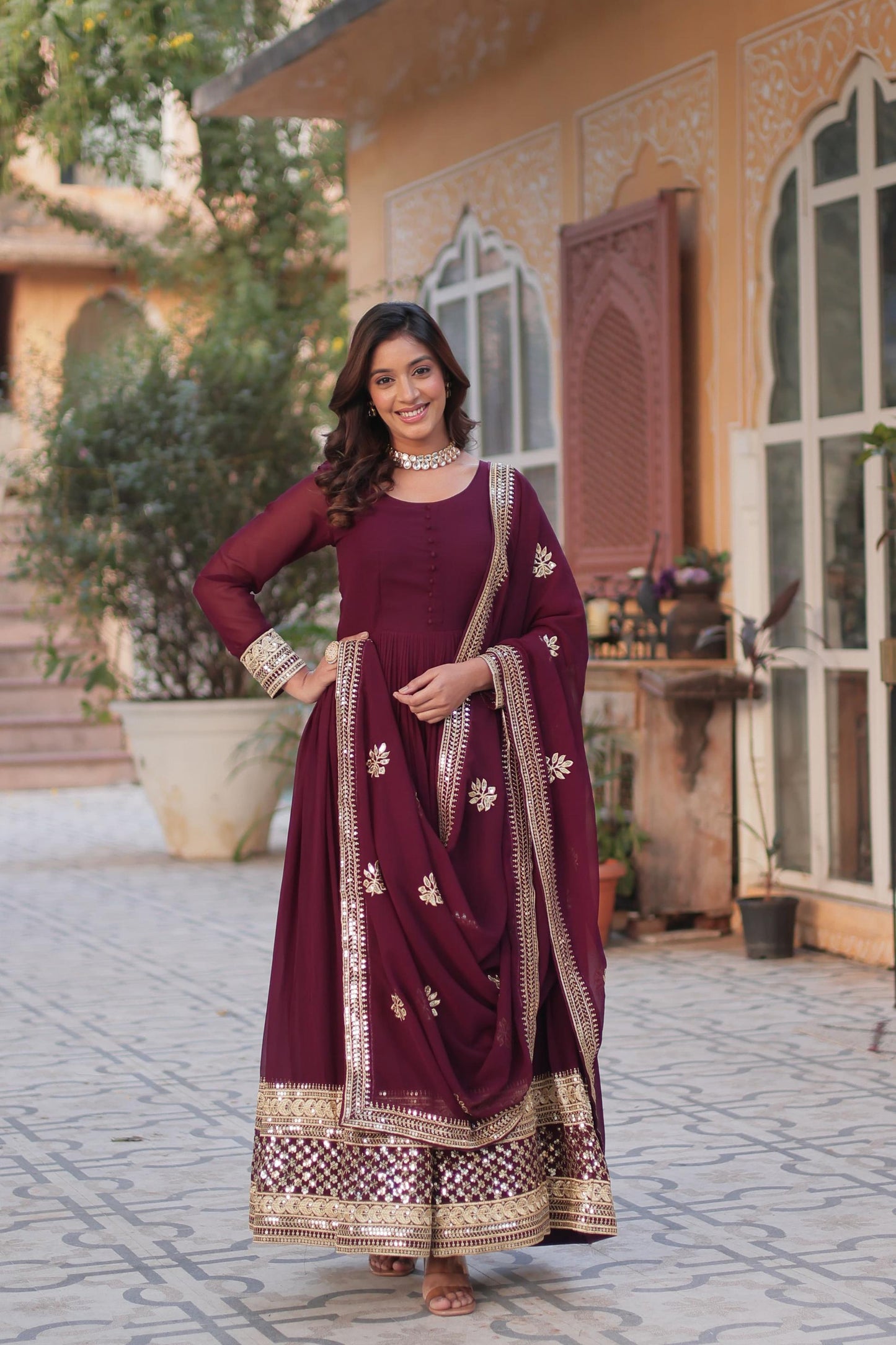Regal Faux Blooming Rich Embroidery Gown