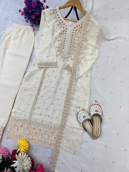Radiant Diva Sequence Work Set In Faux Georgette
