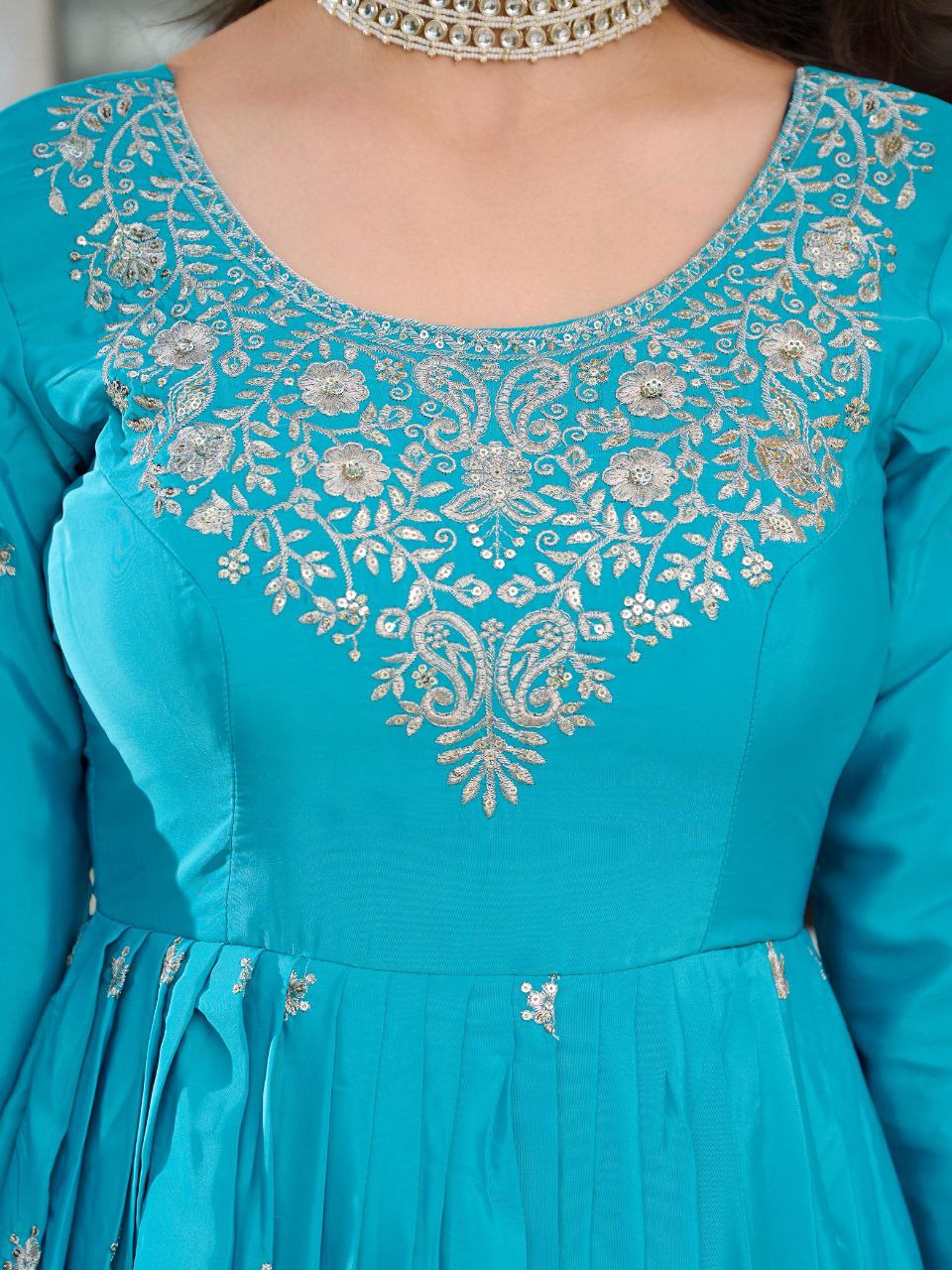 Royal Look American Silk Designer Gown with Pent & Dupatta