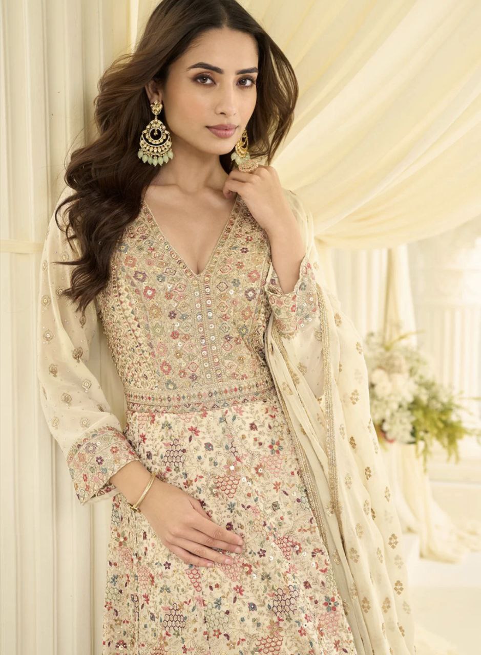 Royal Maharani Heavy Embroidered Real Georgette Designer Anarkali Dress