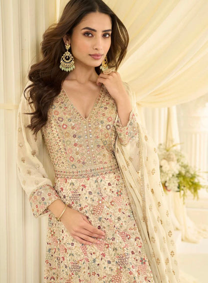 Royal Maharani Heavy Embroidered Real Georgette Designer Anarkali Dress