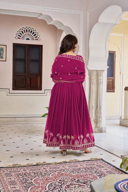 Signature Faux Georgette Gown with Heavy Hand-Feel Embroidery With Pant & Dupatta